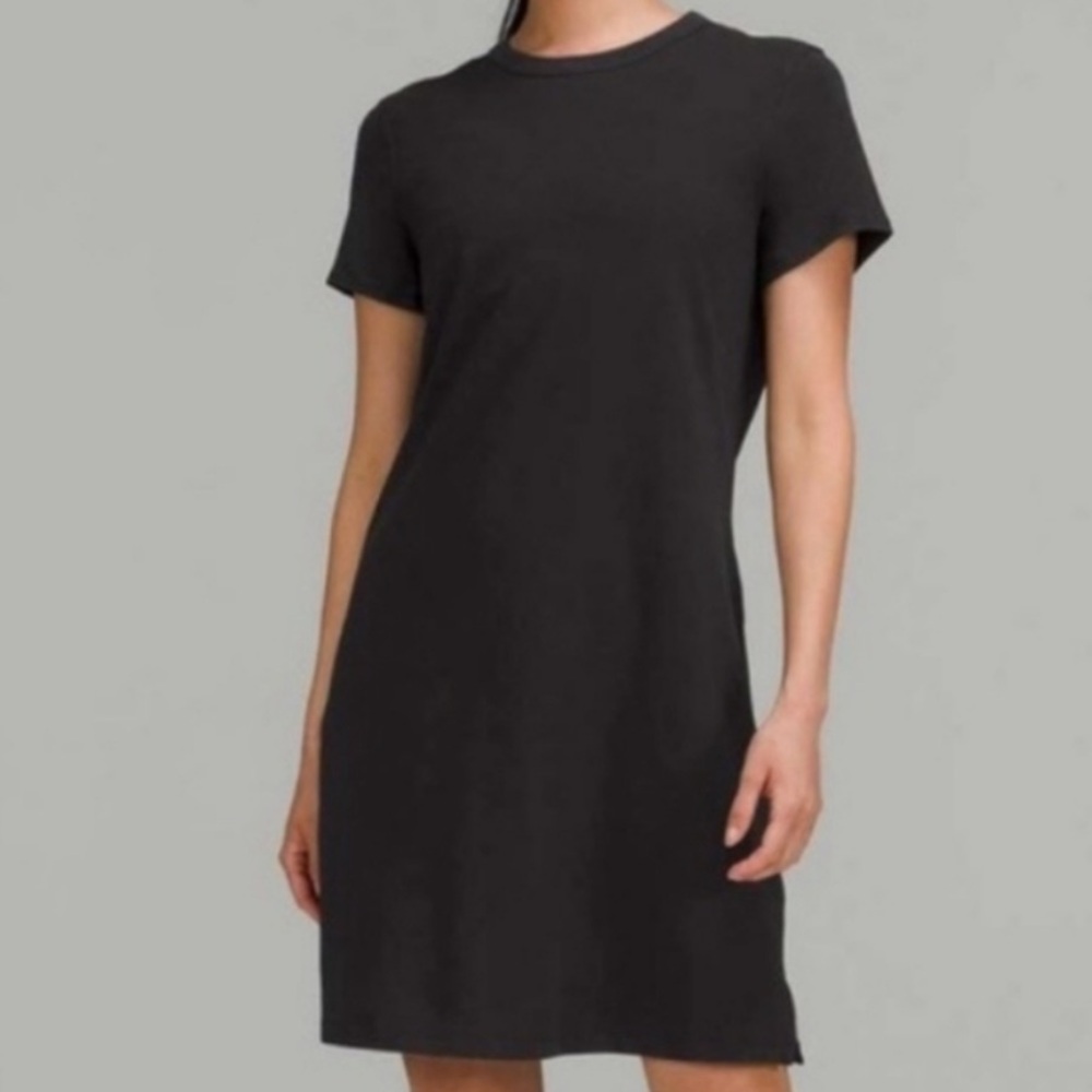 Lululemon classic fit cotton blend black tshirt dress women’s size 2